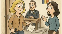 Banc: O blondă iese de la vot...