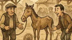 Banc: Un țăran merge cu gloaba la târg