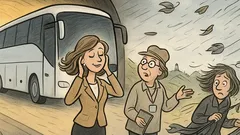 Banc: Un autocar cu turiști intră-n tunel