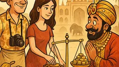 Banc: Un turist în India, cu fiica