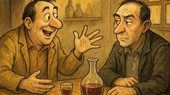 Banc: Doi prieteni la un pahar de vin