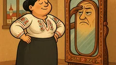 Banc: O femeie grasă în fața oglinzii