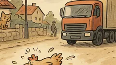 Banc: O găină scormonește pe marginea drumului