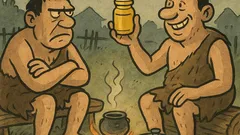 Banc: Doi canibali stau în jurul focului