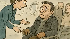 Banc: Stewardesa întreabă un pasager neliniștit