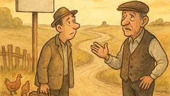 Banc: — Cât mai e până la gară?