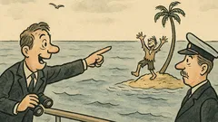 Banc: Un vapor trece pe lângă insulă