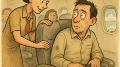 Banc: Stewardesa îl întreabă: ați mai zburat?