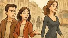 Banc: Un tip și o tipă pe stradă